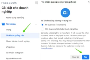 Tạo tài khoản quảng cáo